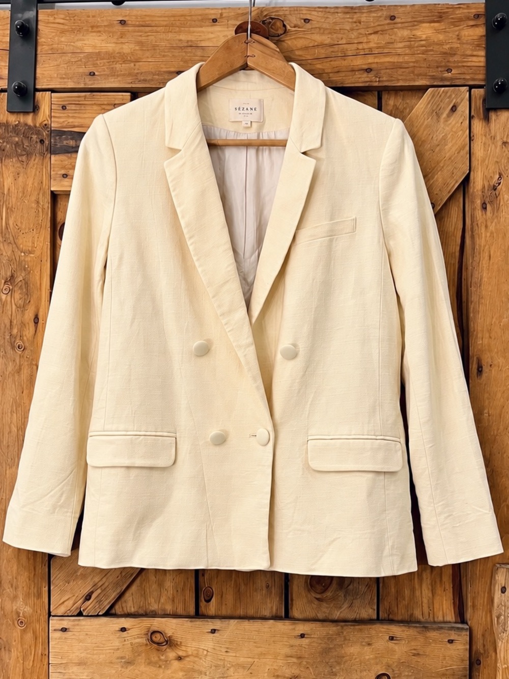 Sézane Cream Double-Breasted Blazer Size 40
